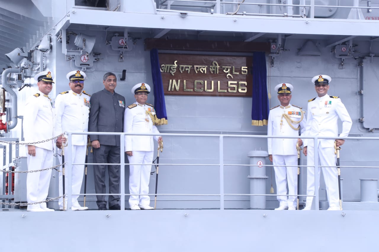 1-Photo Caption GRSE built 100th Warship IN LCU L-56 Commissioned today at Visakhapatnam
