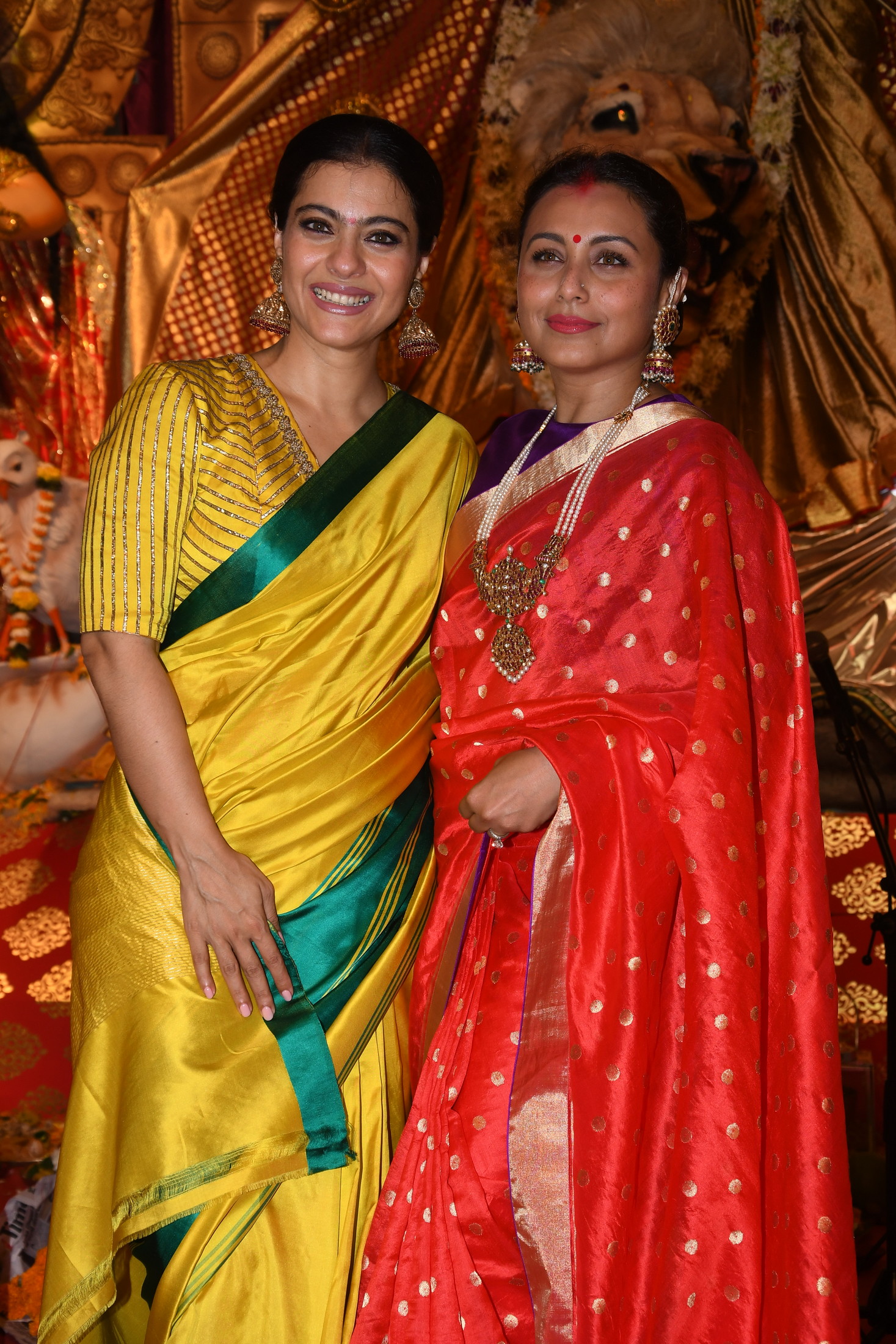 Kajol Devgan with Rani Mukherjee at North Bombay Sarbojanin Durga Puja Samiti's DURGA PUJA -Photo By Sachin Murdeshwar / GPN