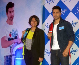 Mumbai Mar. 11 :- ' Skybags ', the youth bags brand from the house of India's leading luggage company, V I P  Industries announced the launch of its latest backpack collection. The campaign was unveiled by Bollywood heartthrob & Brand Ambassador Varun Dhawan at a press conference in Mumbai. In pic Radhika Piramal, Managing Director, V IP Industries.( pic by GPN )