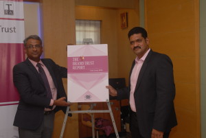 N Chandramouli, CEO,TRA and Sachin Bhosle, Research Head, TRA unveiling Brand Trust Report 2016 in Mumbai
