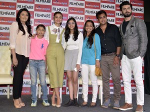 Reliance Digital lucky customer winner with Alia Bhatt & Fawad Khan at the Filmfare Magazine Cover page launch held at Reliance Digital, Juhu.