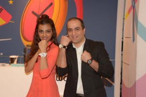 Gaurav Suri Brand Manager-Swatch India with Radhika Apte at the Swatch Corporate-Store opening in Phoenix Market City Kurla-Mumbai