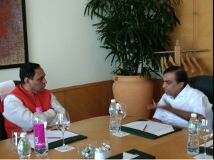 Hon'able Chief-Minister of Gujarat in meeting with Mukesh Ambani- PHOTO BY GPN NETWORK