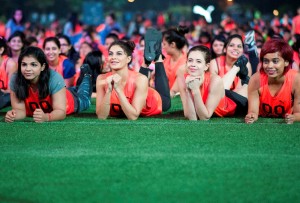 L-R : Sakshi Malik-Jacqueline Fernandez-Kalki Koechlin-Sucheta Pal getting ready to attempt the plank at PUMA's Guinness World Record Breaking-Do-You-Event.- Photo by GPN Network
