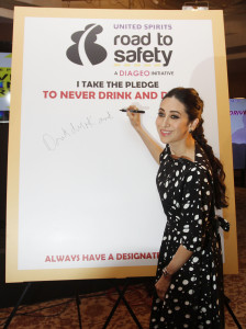 Celebrity Karisma Kapoor pledges her support for the cause of road safety in India at the launch of Season 3 of USL-Diageo’s ‘Road to Safety’ initiative - Photo by GPN Network