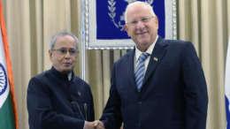 NEW DELHI (GNI): Indian President Pranab Mukherjee meets with Israeli President Reuven Rivlin during his first official visit to Israel recently.