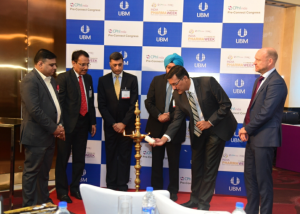 ( L to R): Mr. Rahul Deshpande, Group Director, UBM India, Mr. S.M. Mudda, Director , Global Strategy (Technical),Micro Labs Limited, Mr. Sandeep Sood – Managing Director , Fette Compacting, Mr. Sanjit Singh Lamba, Managing Director, Eisai Pharmaceuticals, Mr. Yogesh Mudras – Managing Director – UBM India, Rutger Oudejans – Brand Director – UBM EMEA at the inauguration of CPhI & P- MEC India’s  ‘INDIA PHARMA WEEK 2016’-BY GPN NETWORK. 