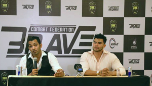 Mohammed Shahid - CEO and President -KHK - Brave Combat Federation Aditya PS - CEO and Vice President, KHK India - Brave Combat Federation announce the comprehensive investment plan and mode of operation of KHK - Brave Combat Federation in India, in Mumbai - photo by GPN Network.