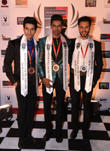 Vishnuraj S Menon from Bengaluru won the Peter England Mr. India 2016 title (Centre) , with Viren Barman from Delhi (R) and Altamash Faraz from Delhi (L) announced as 1st and 2nd Runners-up respectively - PHOTO BY GPN NETWORK