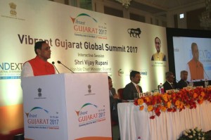 Hon’ble Chief Minister of Gujarat addressing industrialists and business leaders in Mumbai and inviting them to take part in event and investing in Gujarat at the Vibrant Gujarat Global Summit (VGGS)2017 on November  22 at the Hotel Trident Nariman Point ,Mumbai -PHOTO BY Sachin Murdeshwar GPN Network