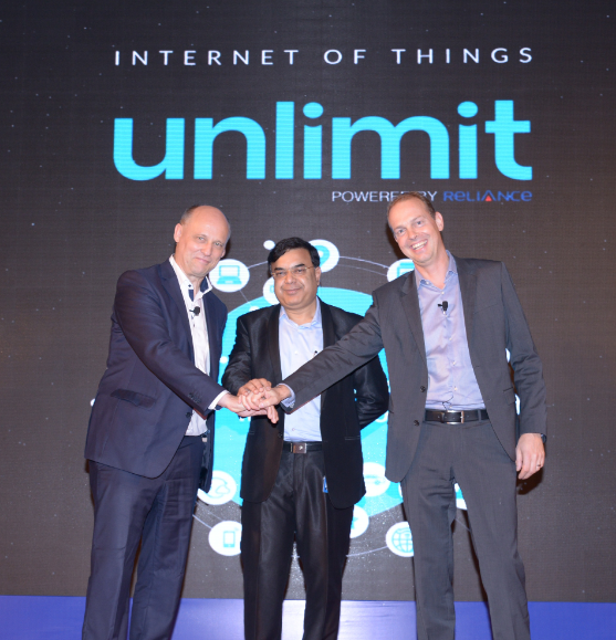 Mumbai (GPN) : (from left) Juergen Hase, CEO of Unlimit, Alok Srivastava, President of Group IT & Innovation, Reliance Group and Bernd Gross, CEO of Cumulocity during the launch of 'Enablement', IoT (Internet of Things) application platform by Reliance Groups Unlimit in partnership with Cumulocity in Mumbai on Thursday. 06.04.2017 at the ITC Grand Central,Parel, Mumbai - Photo By Sachin Murdeshwar GPN NETWORK. 