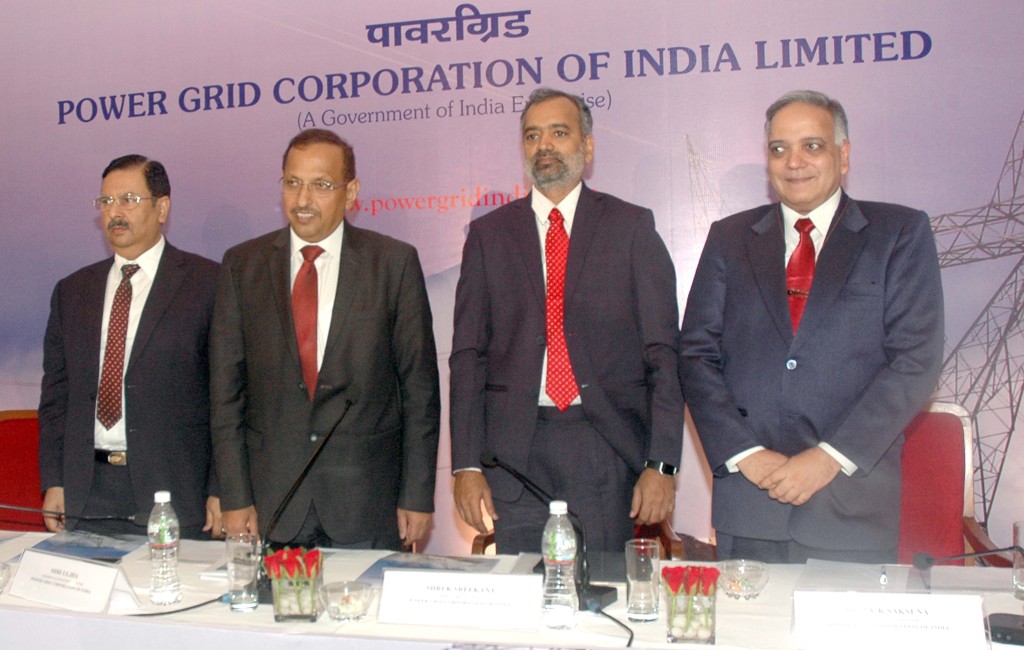 (L to R): Shri Ravi P. Singh, Director (Personnel), Shri I. S. Jha, CMD, Shri K Sreekant, Director (Finance) and Shri V. K. Saksena, CVO, Power Grid Corporation of India Limited at the Press Conference in Mumbai on May 30, 2017 - Photo By Sachin Murdeshwar GPN NETWORK. 