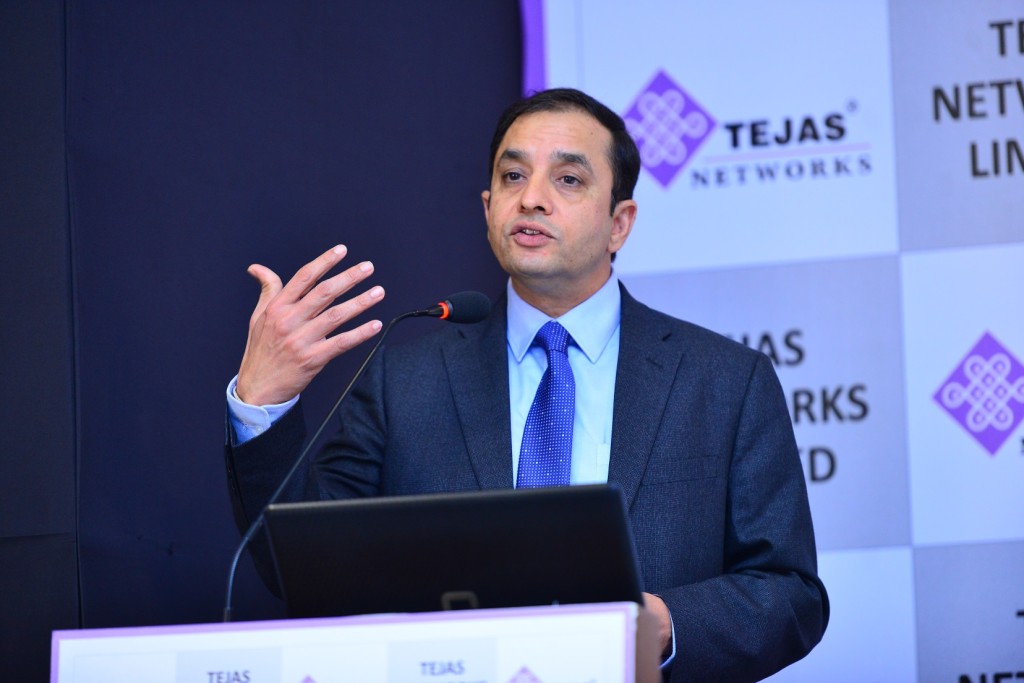 Mr Sanjay Nayak- MD & CEO addressing the media at the Press conference of Tejas Networks Limited IPO - Photo By Sachin Murdeshwar GPN NETWORK