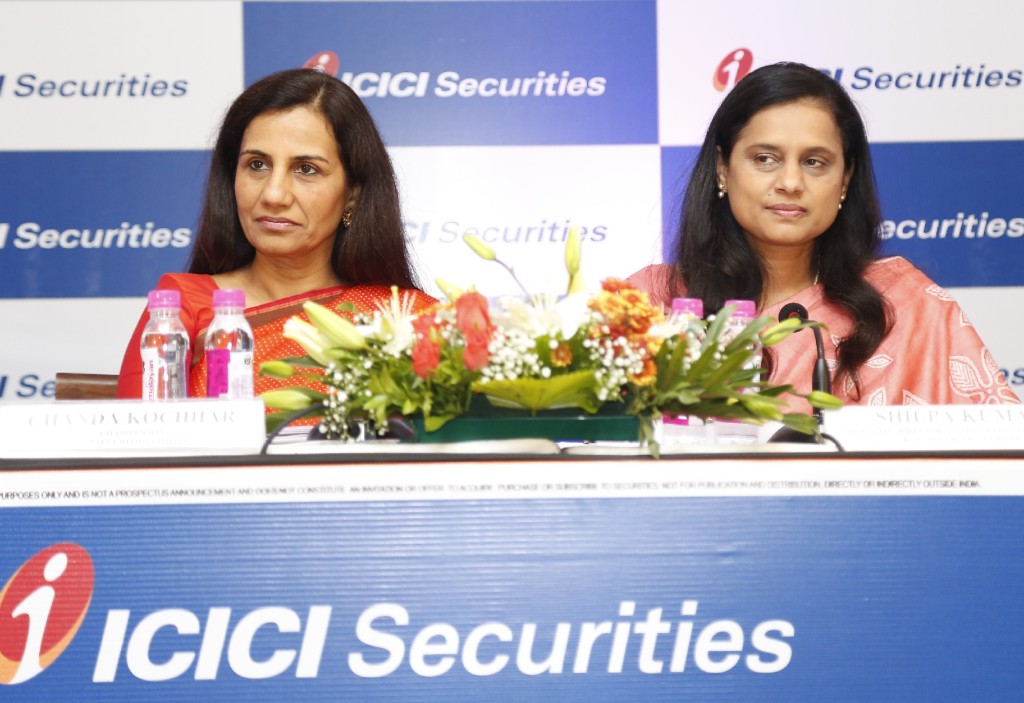 MUMBAI (L-R): Ms. Chanda Kochhar (Chairperson, ICICI Securities Limited) and Ms. Shilpa Kumar (Managing Director & Chief Executive Officer, ICICI Securities Limited) addressing the media at ICICI Securities Limited Press Conference held in Mumbai today.- Photo By Sachin Murdeshwar 