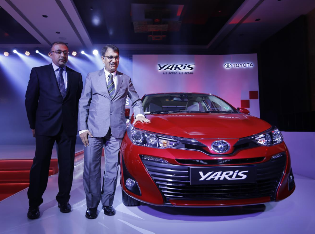 (L-R) Mr. R K Ramesh, General Manager, Toyota Kirloskar Motor and Mr. Shekar Viswanathan, Vice Chairman and Whole - time Director, Toyota Kirloskar Motor at the launch of Toyota Yaris in Mumbai