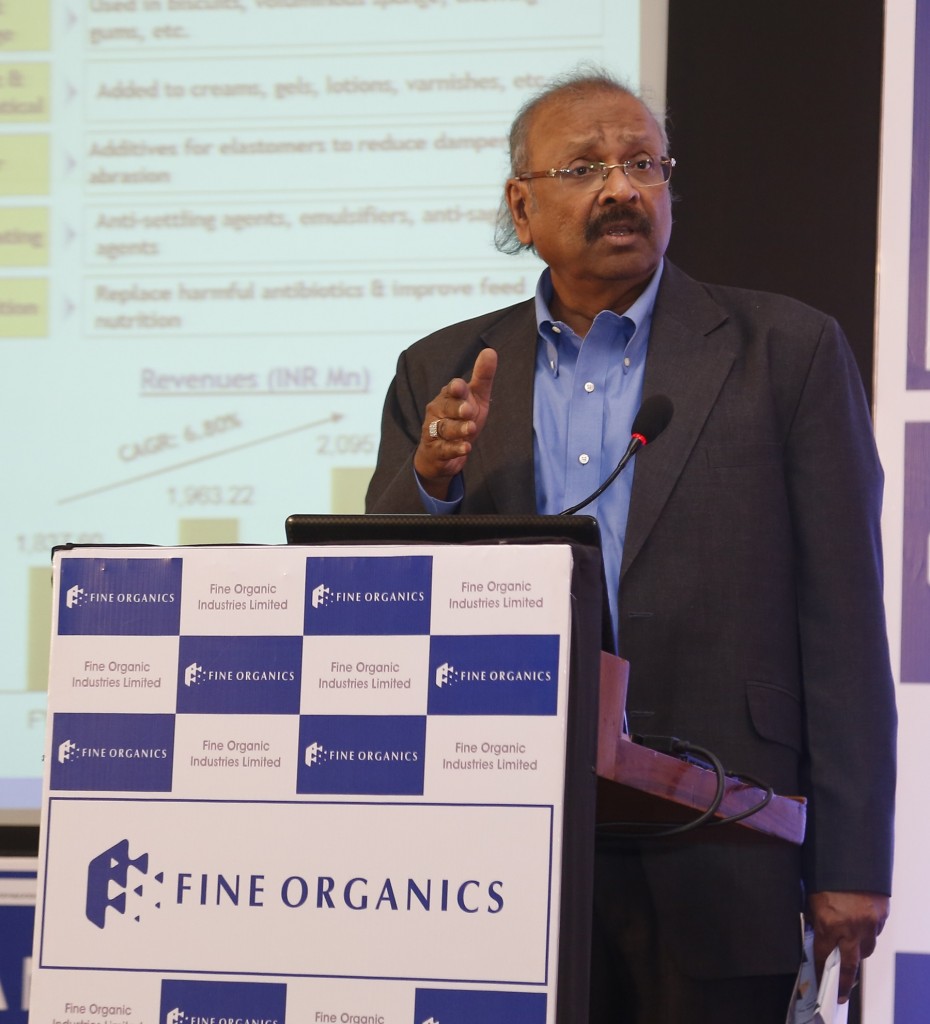 Mr. Mukesh Shah (Managing Director, Fine Organic Industries Limited) while addressing the media during the Fine Organic Industries Limited IPO Press Conference held in Mumbai today.