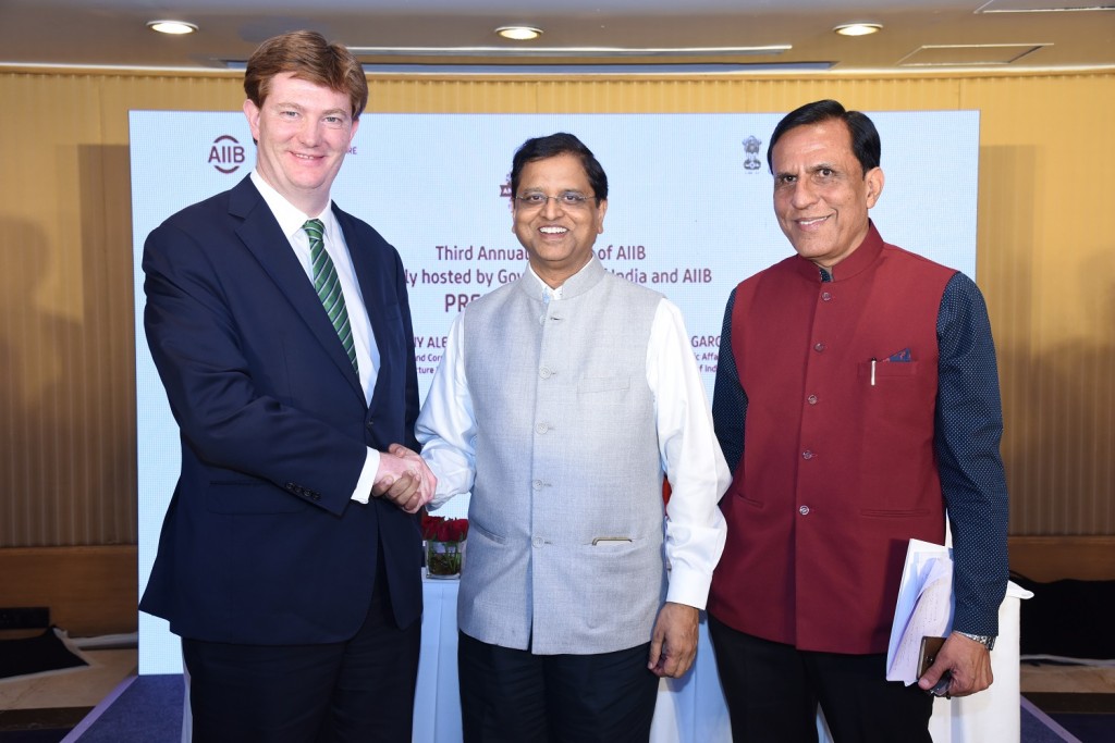 (L to R) Sir Danny Alexander, Vice President & Corporate Secretary, Asian Infrastructure Investment Bank, Shri Subhash Chandra Garg, Secretary, Department of Economic Affairs Ministry of Finance, Government of India and DS Malik, Director General (M&C) Finance.- Photo By Sachin Murdeshwar 