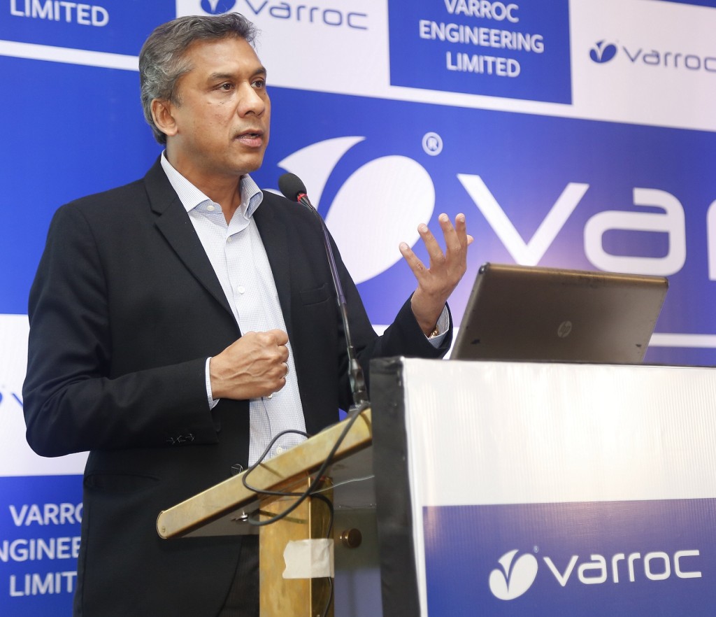 Mr. Tarang Jain (Managing Director, Varroc Engineering Limited) while addressing the media during the Varroc Engineering Limited IPO Press Conference held today in Mumbai.- Photo By Sachin Murdeshwar 