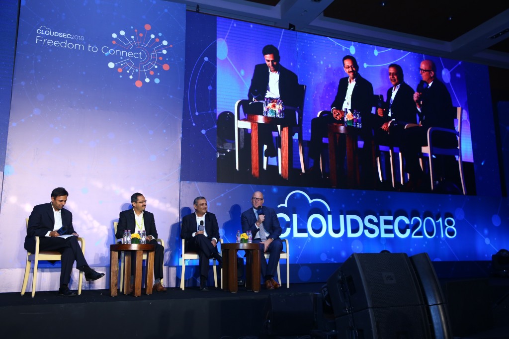 Panelists discussing at CLOUDSEC 2018 held in Mumbai