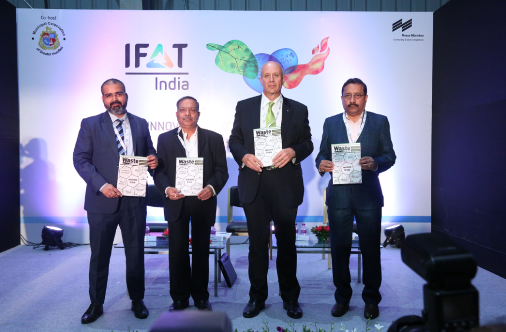 L to R: Inaugural Ceremony in the presence of Mr. Bhupinder Singh, CEO of Messe Muenchen India, Mr. Amiya Sahu, President, NSWAI, Dr. Jürgen Morhard, Consul General of Norway and Mr. Rajeev Kuknur, Deputy Municipal Commissioner (Engg), Municipal Corporation of Greater Mumbai.- Photo By Sachin Murdeshwar GPN 