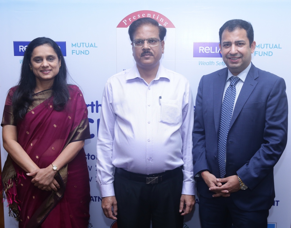 Left to Right Shilpa Kumar - CEO of ICICI Securities , Pankaj Gupta - Director DIPAM, Ministry of Finance, Govt of India & Sundeep Sikka, ED and CEO, Reliance Mutual Fund., at the CPSE ETF FFO 3  press conference held in Mumbai - By Sachin Murdeshwar GPN NEWS NETWORK