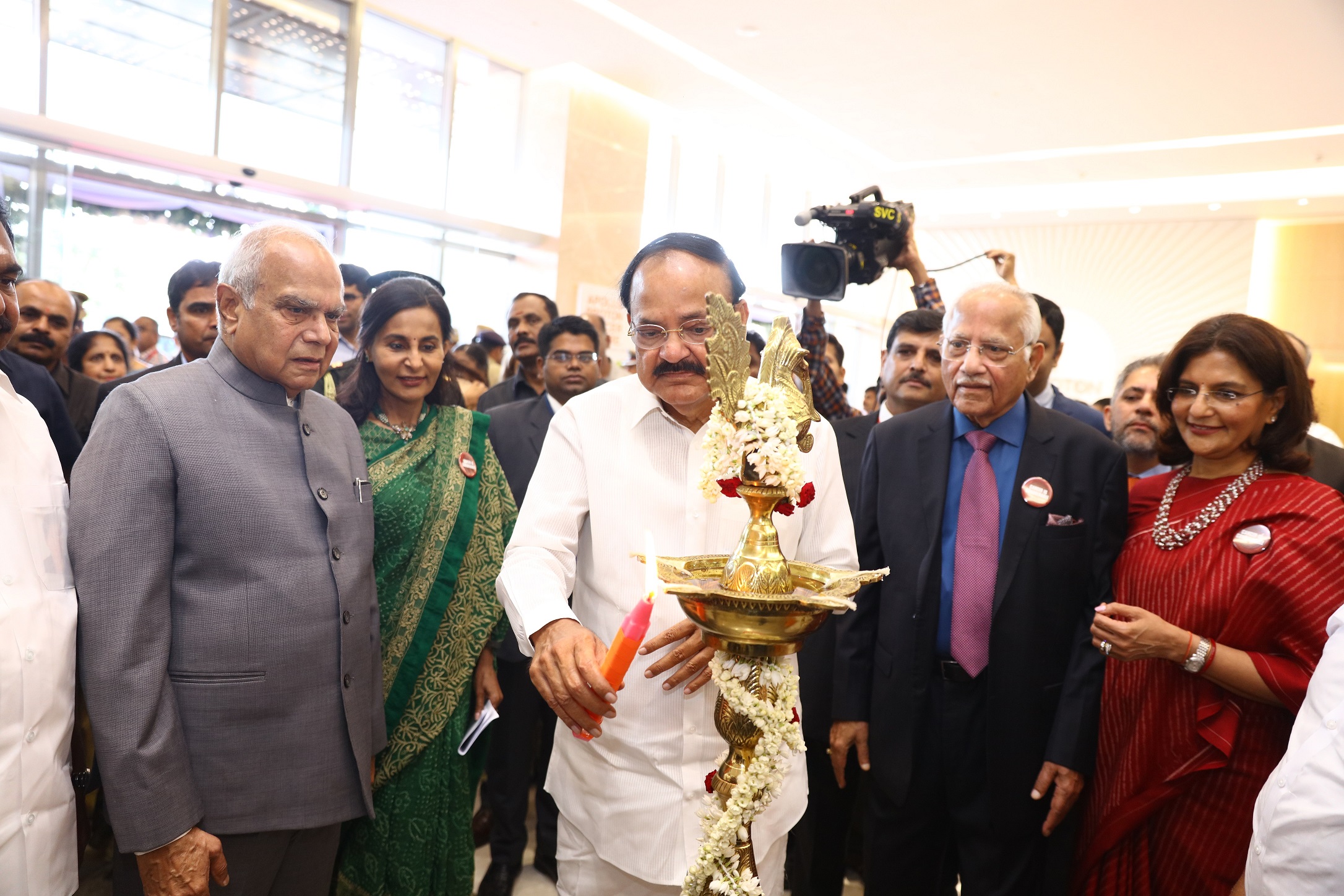 The Apollo Proton Cancer Centre inaugurated in Chennai, Tamil Nadu, India today by the Hon'ble Vice President of India, Shri Venkaiah Naidu along with Dr. Prathap C. Reddy, Chairman, Apollo Hospitals Group, Ms. Preetha Reddy, Vice Chairperson, Apollo Hospitals Group and Ms. Suneeta Reddy, Managing Director, Apollo Hospitals Group - Photo By Sachin Murdeshwar GPN News Network 