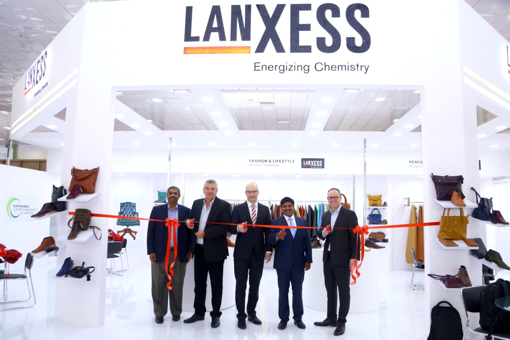 Left to Right Mr. P. Rajasekaran, Head of BU Leather India, LANXESS India Private Limited; Mr. Juergen Hackenbroich - Marketing Director, APAC, BU LEA; Dr. Thomas Brackmeyer, Head of the Organic Leather Chemicals business line in LANXESS' Leather business unit; Mr. Neelanjan Banerjee, Vice Chairman & Managing Director, LANXESS India Private Limited; Mr. Clemens Coupette - Head of GLobal Sales, BU LEA - Photo By Sachin Murdeshwar GPN News Network 