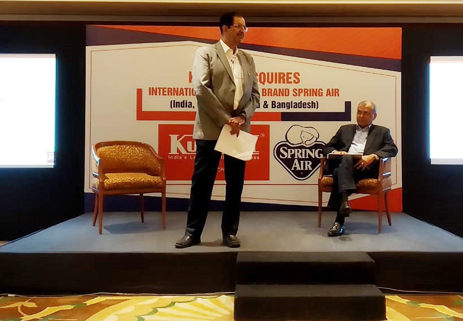 Kurlon Mumbai Pc : Lto R. Sudhakar CMD Kurl-on and AshokSharma & Member of the Board Spring Air India & Middle East