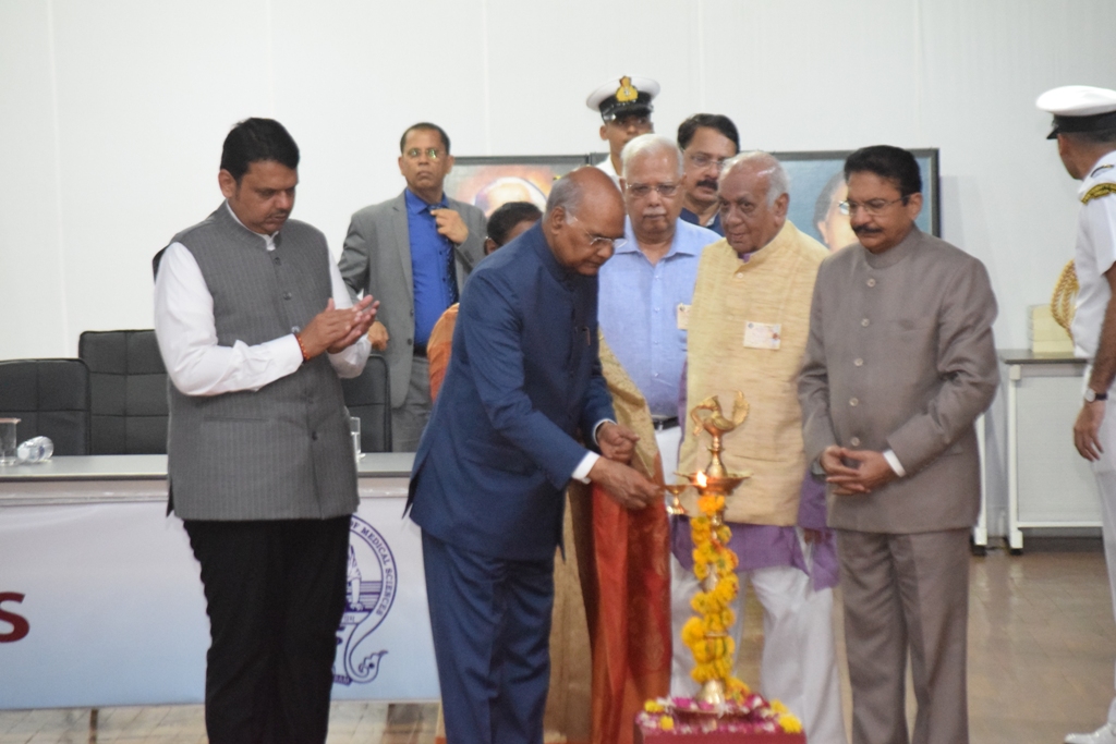 The President of India Sh. Ram Nath Kovind inaugurating the Golden Jubilee celebrations of Mahatma Gandhi Institute of Medical Sciences (MGIMS), Wardha on 17 August 2019. Maharashtra’s Governor Ch. Vidysagar Rao & Chief Minister Devendra Fadnavis are also seen.