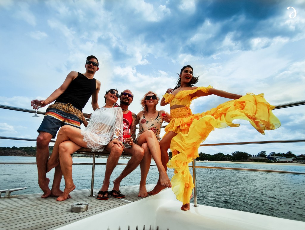 Jacqueline Fernandez sailing with her friends and family courtesy Trinco Blu By Cinnamon