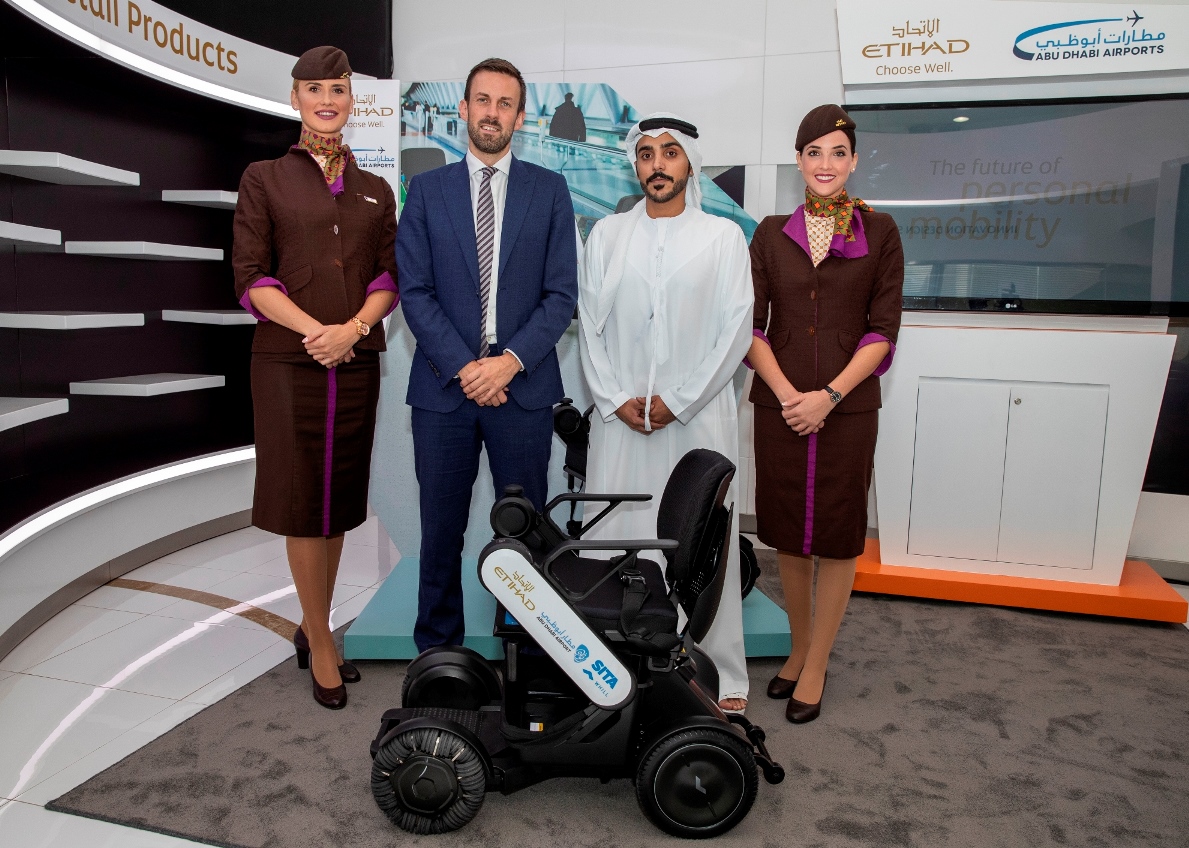 Tristan Thomas, Director Digital & Innovation at Etihad Aviation Group is pictured with Salem Salah Al Shamsi, Head of Midfield Strategy, Etihad Aviation Group at the launch event, held at the Etihad Innovation Centre in Abu Dhabi. - Photo By GPN  