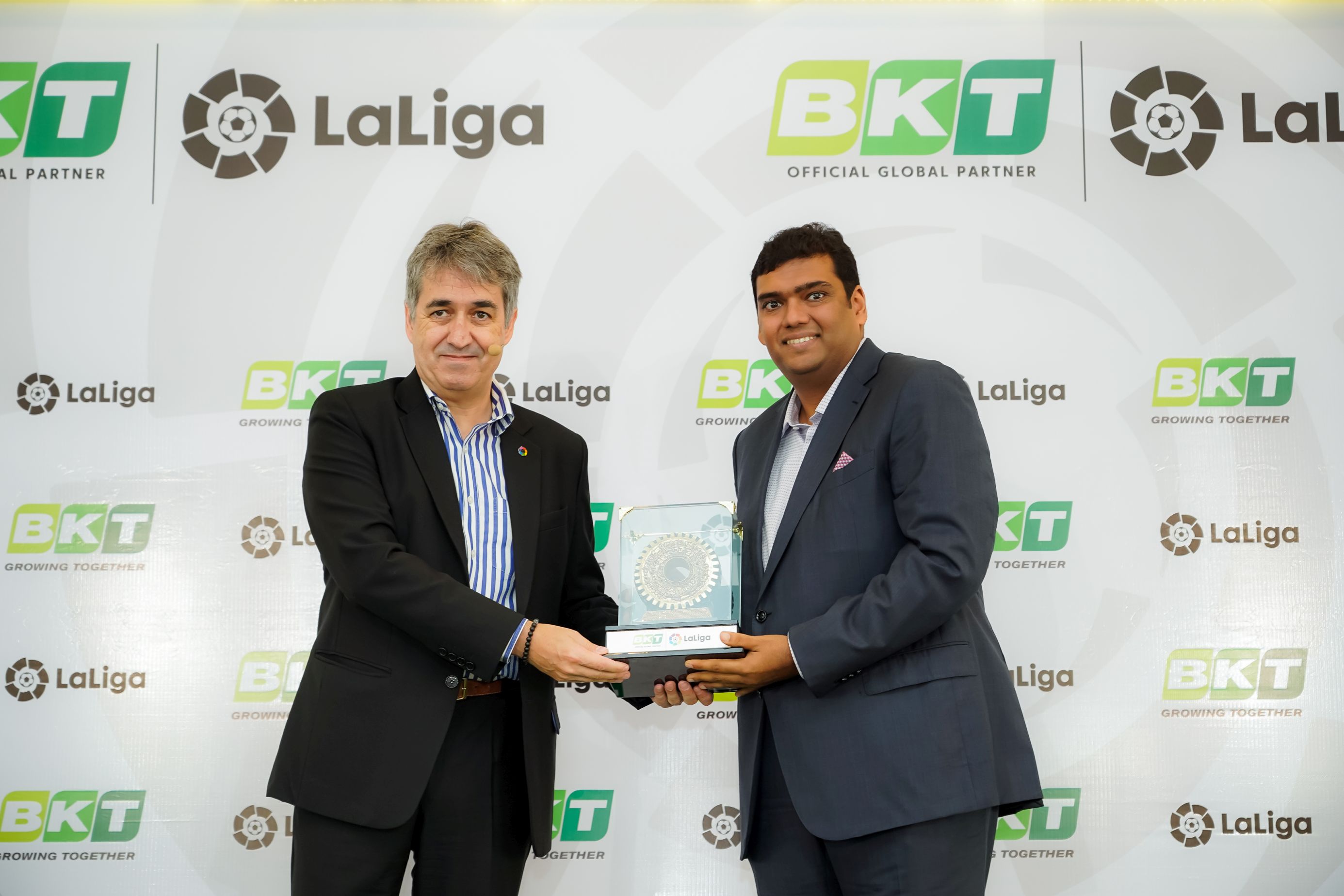 From L to R – Mr. Jose Antonio Cachaza – Managing Director – LaLiga India and Mr. Rajiv Poddar – Joint Managing Director – Balkrishna Industries Ltd. (BKT) at the partnership announcement that will see BKT as “Official Global Partner of LaLiga” for three years until the end of the 2021/2022 season in Mumbai - Photo By Sachin Murdeshwar / GPN