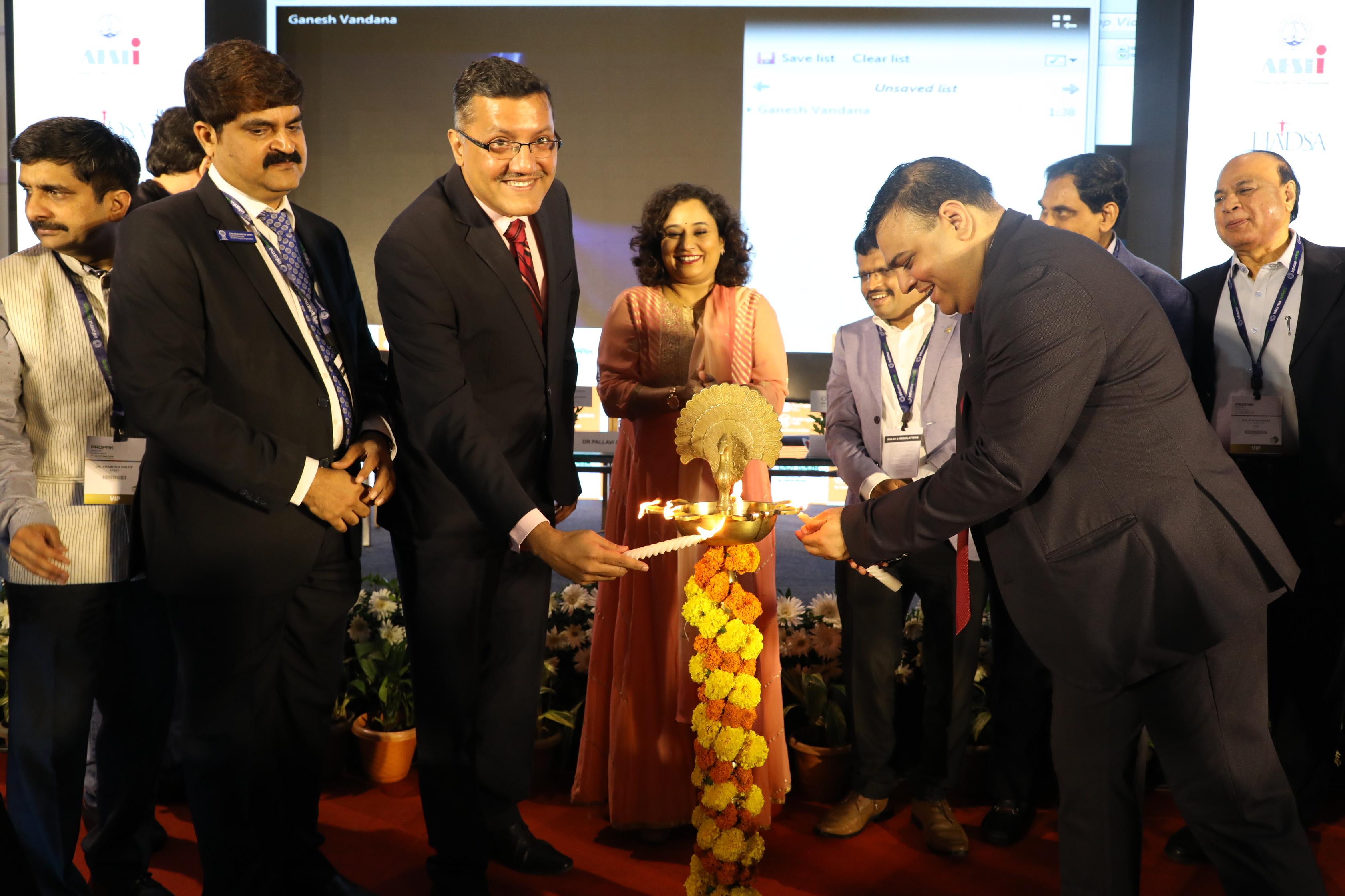 Mr. Yogesh Mudras, Managing Director for Informa Markets in India Lightning the Lamp with other Dignitaries During 2019 Fi India & Hi and ProPack India Exhibition Inauguration at BEC, Mumbai- Photo By Sachin Murdeshwar GPN
