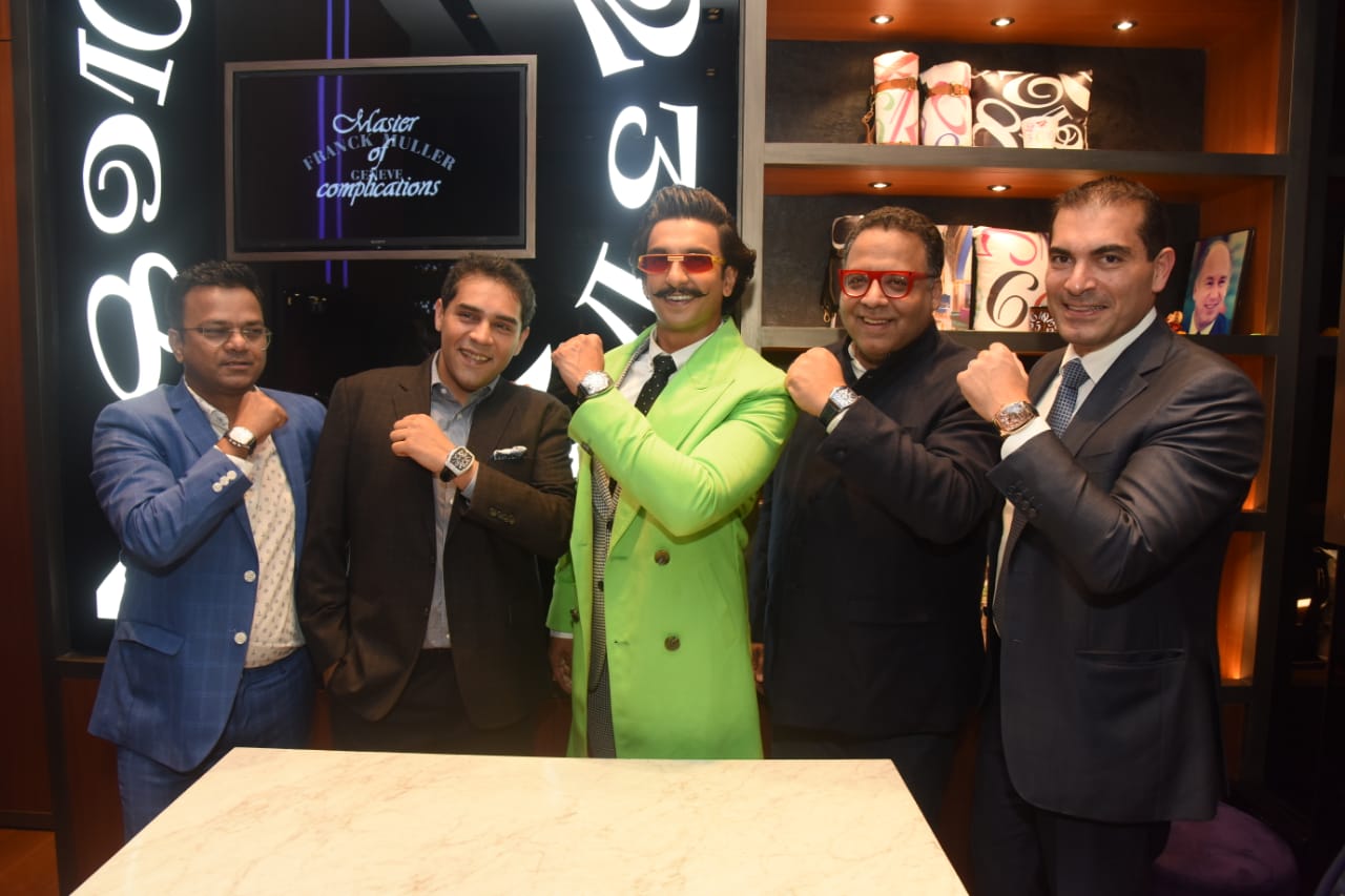 From L-R Sanjay Mishra, Viraal Rajan, Managing Director, Time Avenue Pvt Ltd , Ranveer Singh Brand Master for Franck Muller,India , Jamal Rajan Founder & Chairman,Time Avenue Pvt. Ltd. and Erol Baliyan Franck Muller, Regional Director Middle East, Africa and India During the Launch of Franck Muller Boutique located at Palladium Mall, Mumbai -Photo By Sachin Murdeshwar GPN