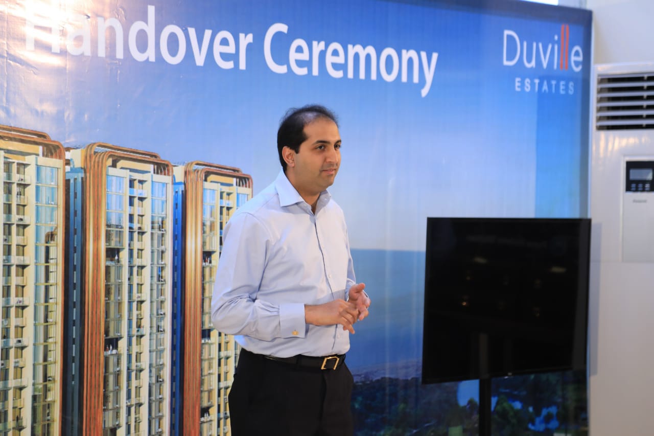 Mr. Tushad Dubash, Director, Duville Estates addressing the media and guests during the hands over possession of Riverdale Heights - Photo By Sachin Murdeshwar GPN