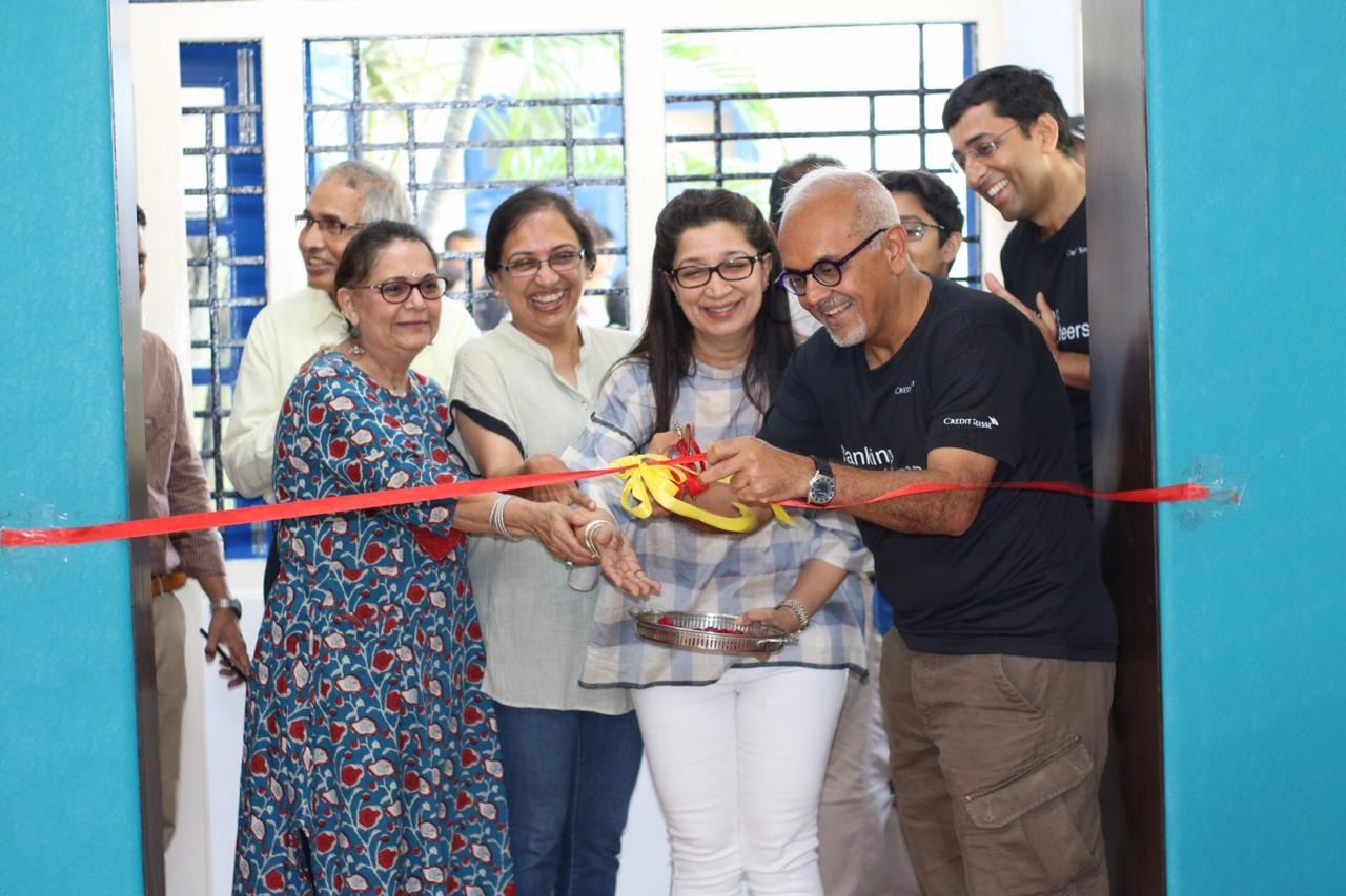 Mickey Doshi, CEO India, Credit Suisse, inaugurating the sports facility, with Archana Chandra, CEO, Jai Vakeel Foundation - Photo By GPN