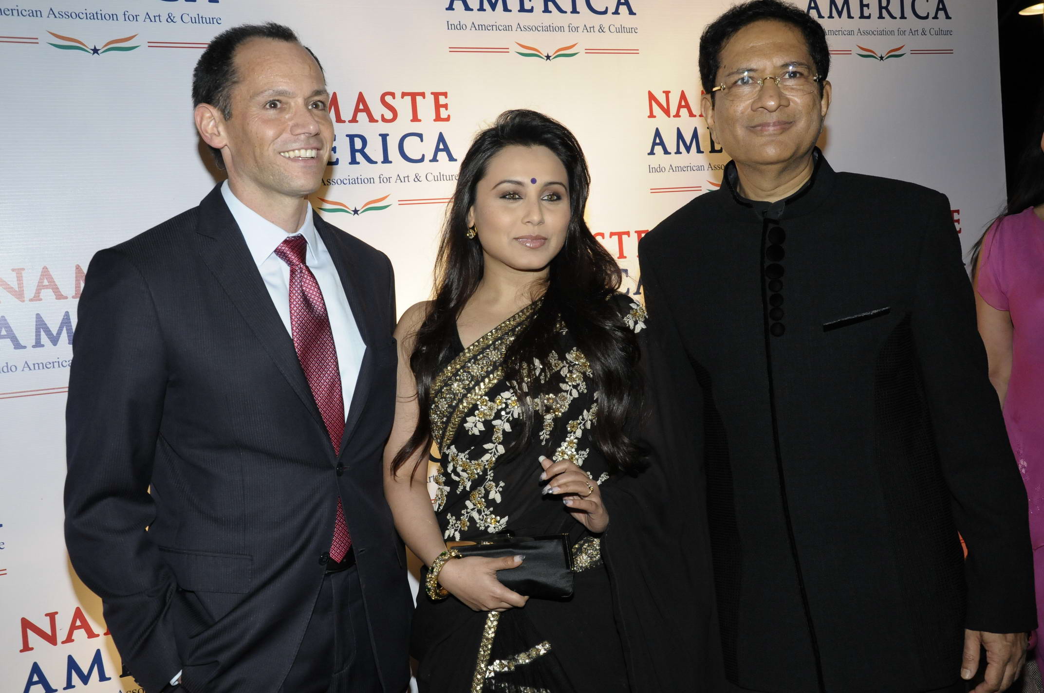 U.S. Consul General, Peter Haas , Rani Mukherjee and Atul Nishar, President of Namaste America -Photo By Sachin Murdeshwar GPN