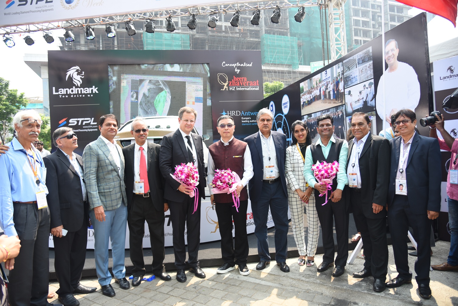 The third edition of Bharat Diamond Week (BDW) saw a flying start with an august inauguration at Bharat Diamond Bourse (BDB), in the august presence of Mr. Evgeny Agureev (Deputy CEO, Alrosa) and Mr. Nanhai Yan (Vice President, Shanghai Diamond Exchange) in Centre flanked by (on the left of Mr. Agureev) Mr. Mehul Shah (VP, BDB) and Mr. Ashok Gajera (MD, Laxmi Diamond); on the right of Mr. Yan - Mr. Anoop Mehta (President-BDB), Ms. Reena Shukla (director HZ International trade Journal.) and Mr. Rajesh Bajaj (MD, Bajaj Overseas Ltd.) and others. BDW opened in Bharat Diamond Bourse and will close on 16th October 2019.-Photo By Sachin Murdeshwar GPN 