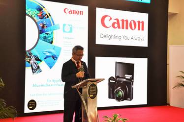 Mr. Kazutada Kobayashi, President & CEO, Canon India addressing the audience on the importance of Ocean conservation at the Blue India Underwater Imagery Competition 2019 -Photo By Sachin Murdeshwar GPN