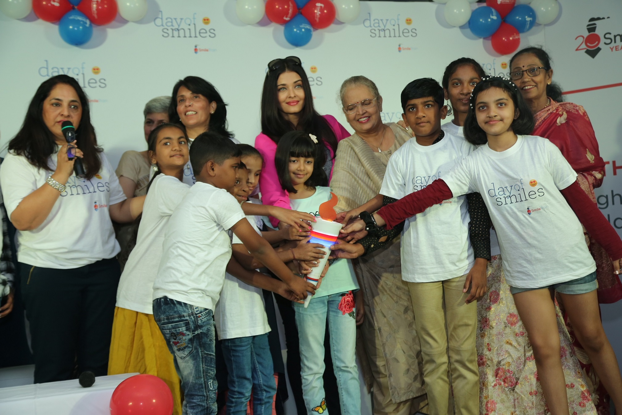 Aishwarya Rai Bachchan, Smt Vrinda Rai and Aaradhya Bachchan celebrates ‘Day Of Smiles’ with Smile Train India at the Narayana Health SRCC Children’s Hospital, at Haji Ali, Worli in Mumbai today on the occasion of her Late father’s Birthday. The family spent time with cleft patients and encouraged them to live full lives and pursue their dreams -Photo By Sachin Murdeshwar GPN