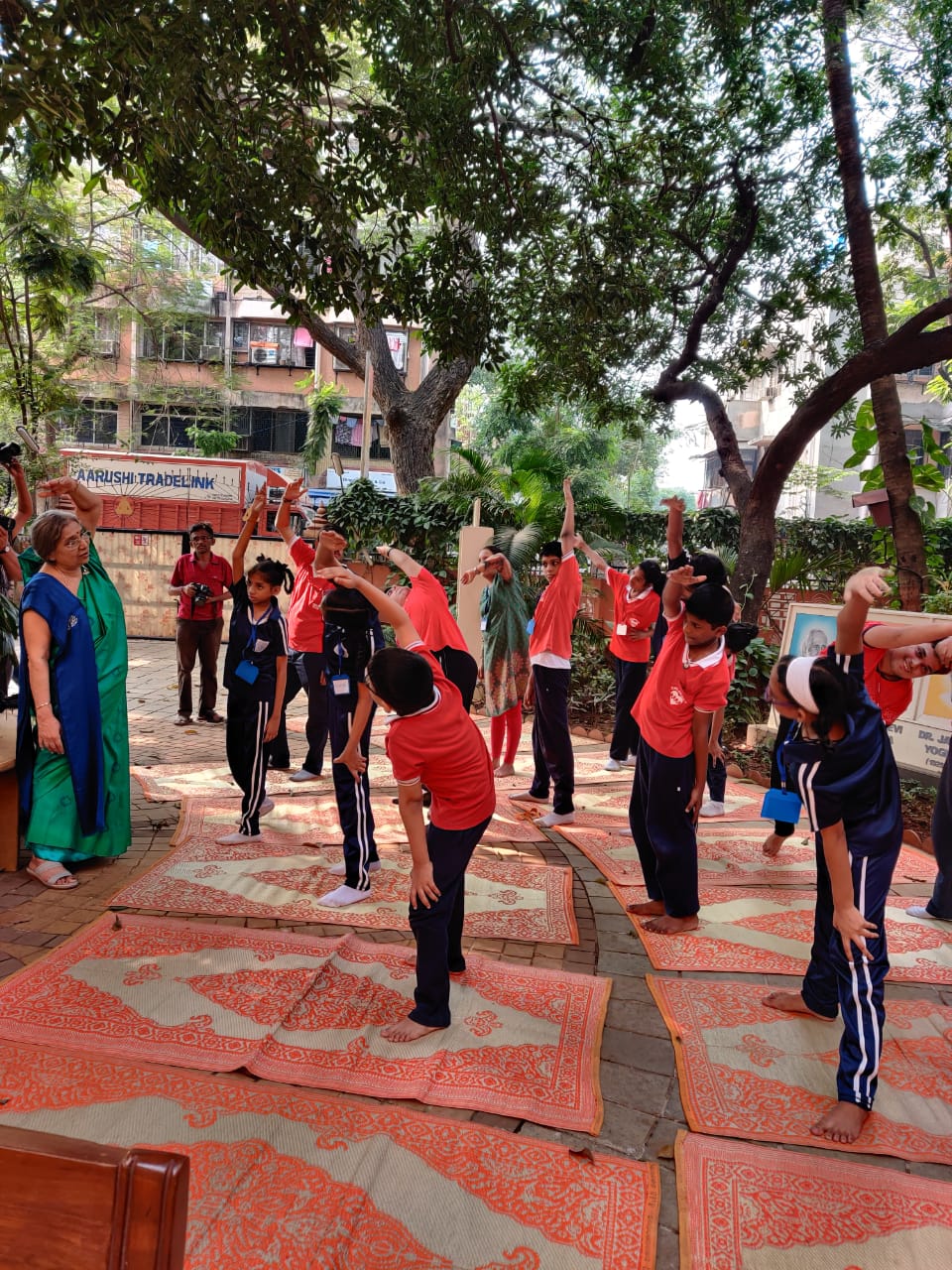 Dr. Hansaji Yogendra with the specially abled children at The Yoga Institute workshop -Photo By Sachin Murdeshwar GPN