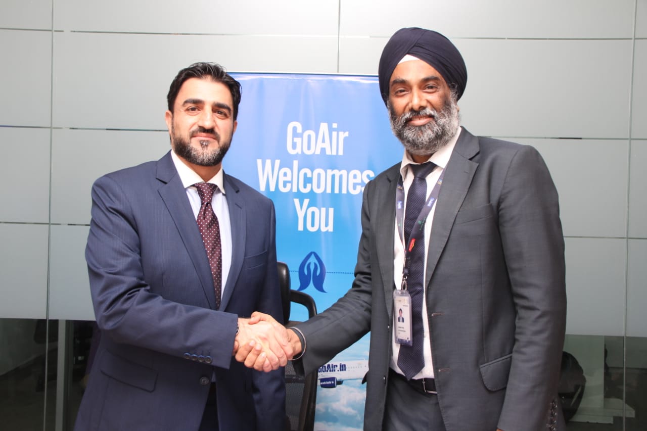 Mr. Harjinder Singh Bhasin, Vice President - Airports, GoAir and Mr. Farid Al Bastaki, Director, ENOC Aviation ink aviation fuel supply agreement between GoAir and ENOC