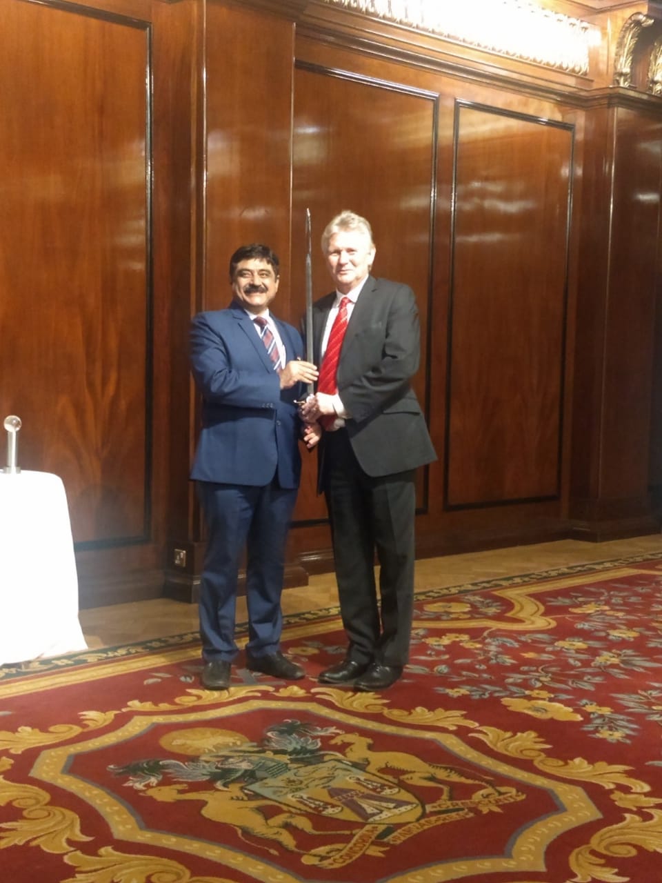The British Safety Council, UK, Sword of Honour Award was received by Mr. Pramod Sapra, President, Shapoorji Pallonji Bumi Armada on behalf of the Company, from Mr. Mike Robinson, Chief Executive of the British Safety Council.