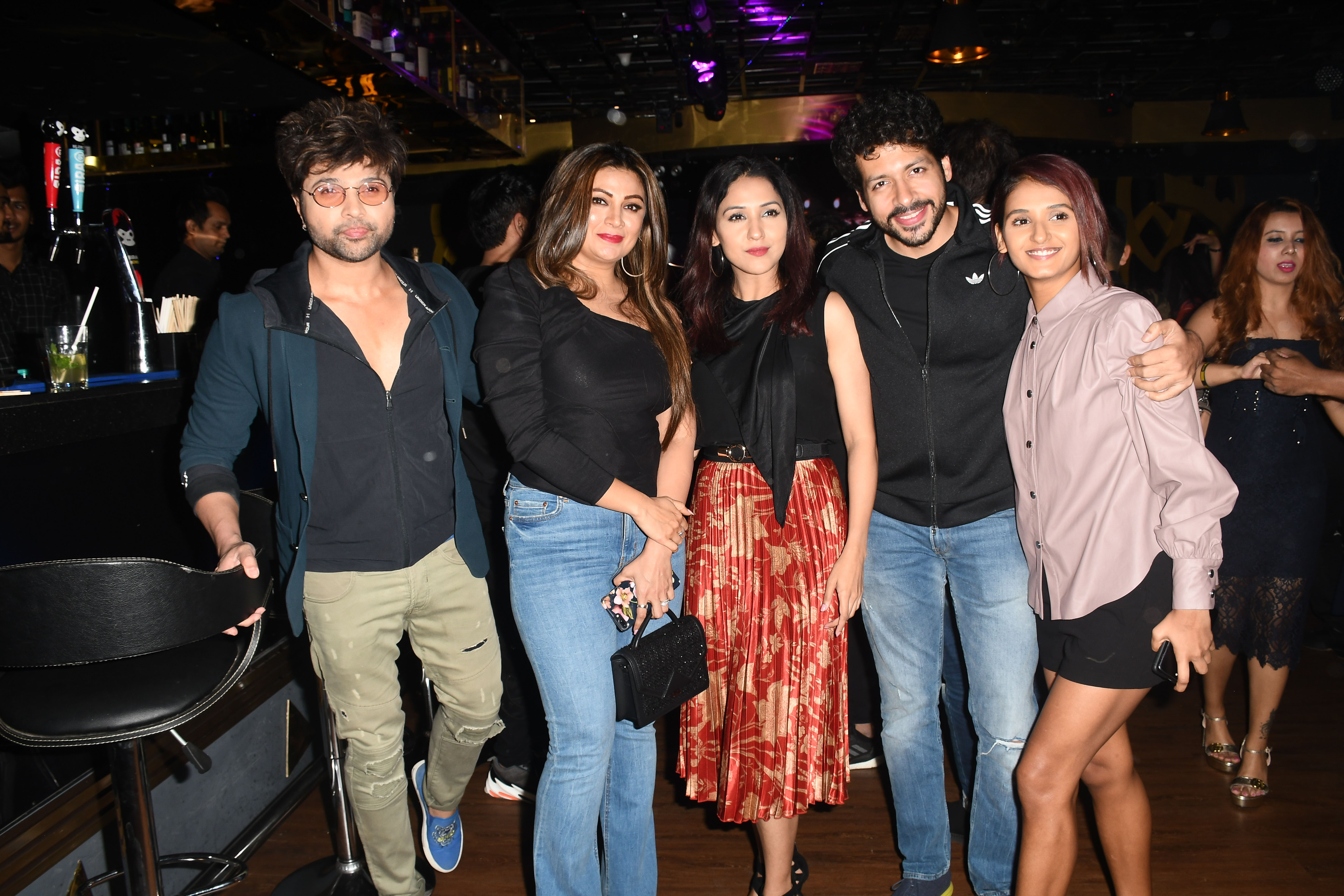 Himesh Reshmiya, Shakti Mohan, Nihar Pandya and Shakti Mohan during Harshdeep Kaur's Birthday Bash at SINCITY