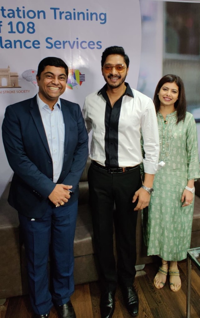 Seen in Pic : Dr. Vivek Talaulikar, CEO Global Hospital along with Actor Shreyas Talpade and Mrs. DIpti Talpade at BRA training to 108 Ambulance Doctors at Global Hospital, Parel -Photo By Sachin Murdeshwar GPN