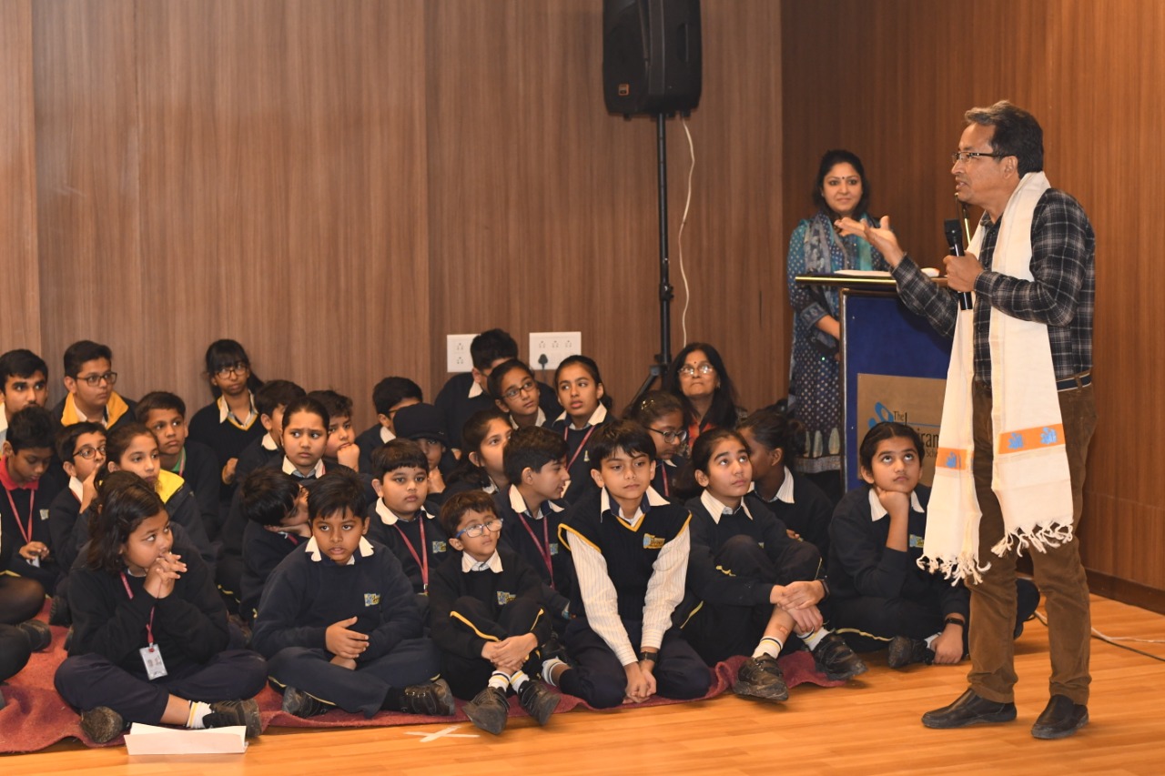 Mr. Sonam Wangchuk interacting with the students of The Shriram Millennium School, Gururgram at STEAM Conclave 2019.