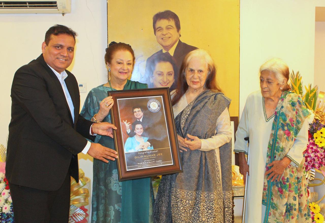 Padma Vibhushan Dilip Kumar(Legendary Thespian)of India gets felicitated by World Book of Records-London on his 97th Birthday -By Sachin Murdeshwar