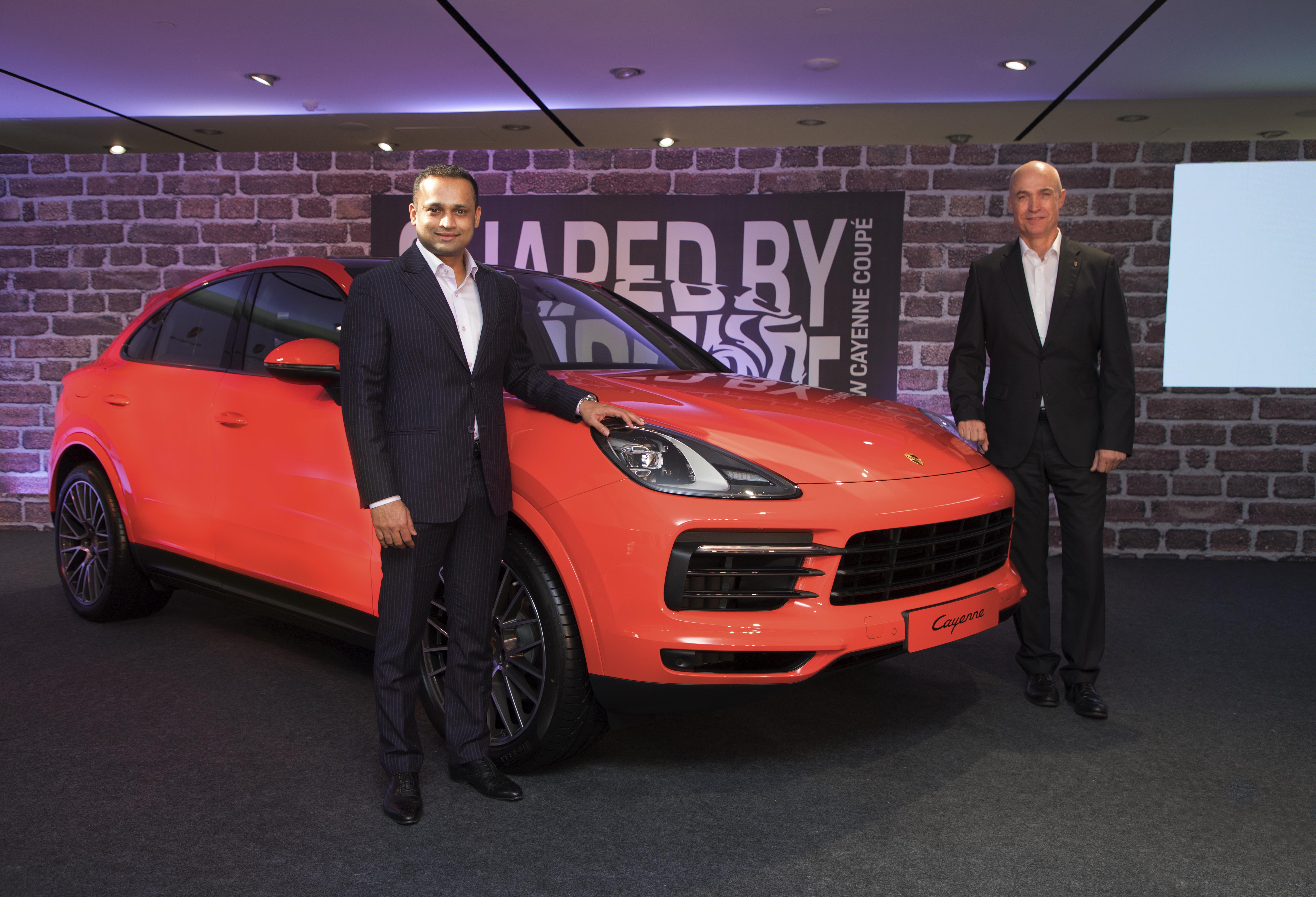 Pavan Shetty, Director - Porsche India and Dr. Manfred Bräunl, CEO - Porsche Middle East and Africa FZE with the new Cayenne Coupé -Photo By Sachin Murdeshwar GPN