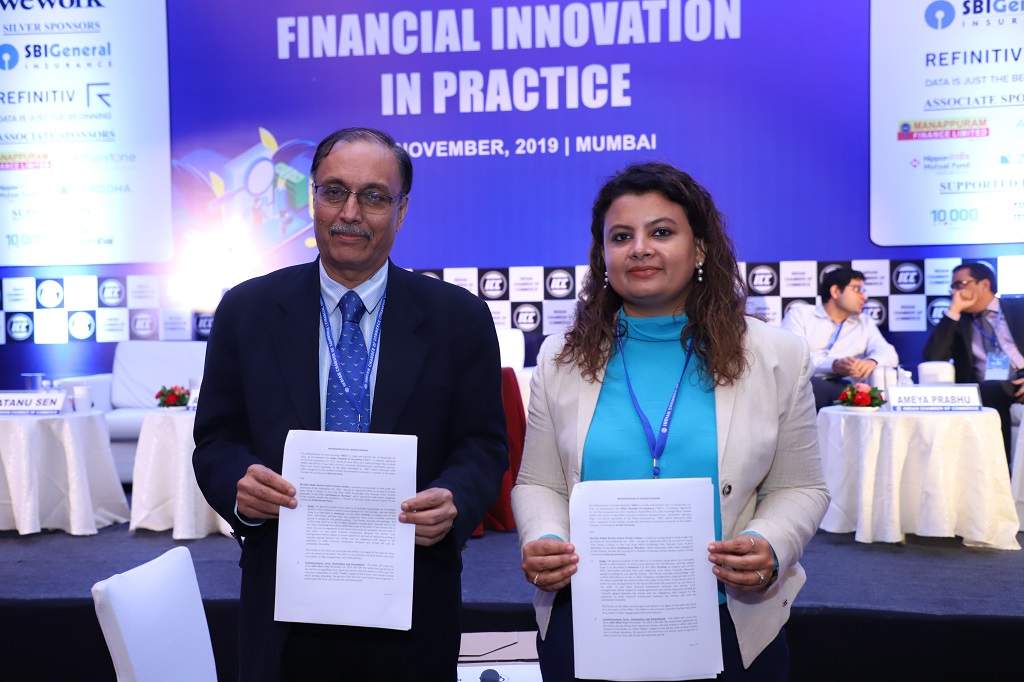 MoU signing ceremony between Indian Chamber of Commerce and Barclays Bank; L-R: Mr Atanu Sen, Chairman, BFSI Committee, Indian Chamber of Commerce & Ms. Lincy Therattil, VP & Fintech Platform Lead, Barclays , Rise Mumbai on behalf of Barclays Bank -Photo By GPN
