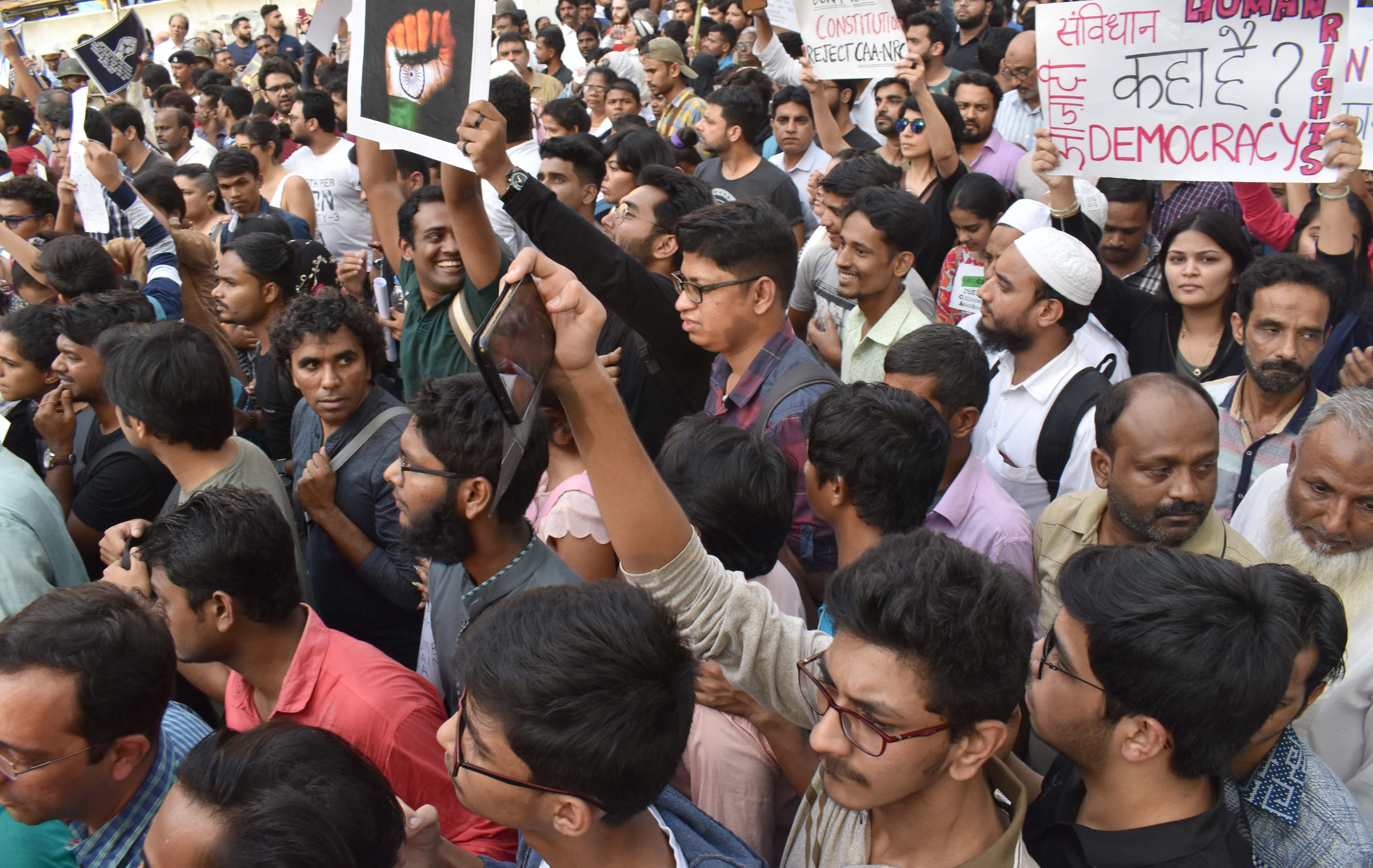 Protesters raise slogans against the Amended Citizenship Act and NRC ...